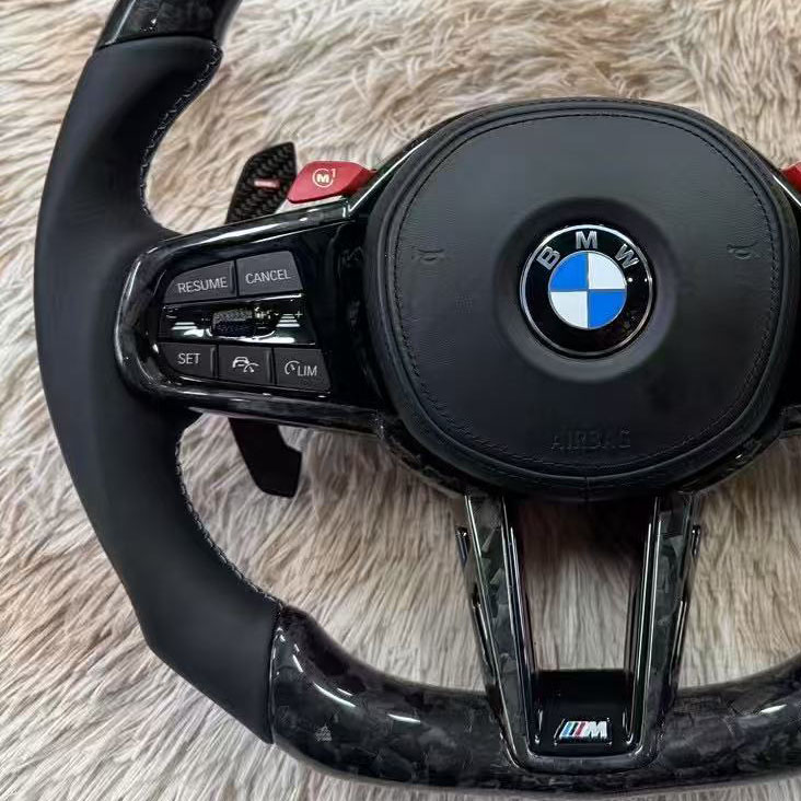 BMW Real Carbon Fiber Modification Steering Wheel Nappa Genuine Leather 3 Series M3 (2019-2025)-YG