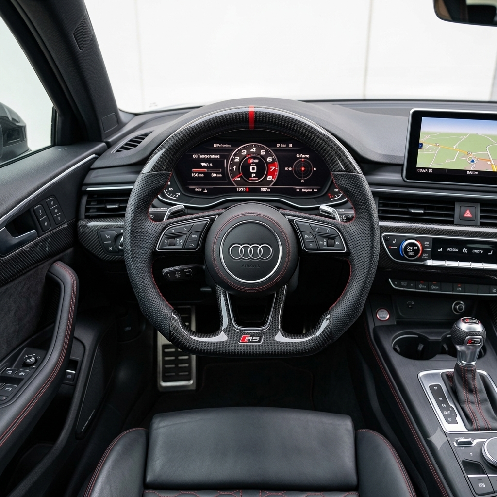 Audi S Line Flat Bottom Carbon Fiber Steering Wheel Upgrade & Installation