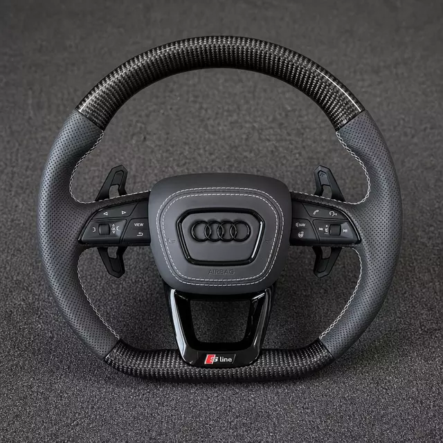 Audi Custom Carbon Fiber Steering Wheel Perforated Leather