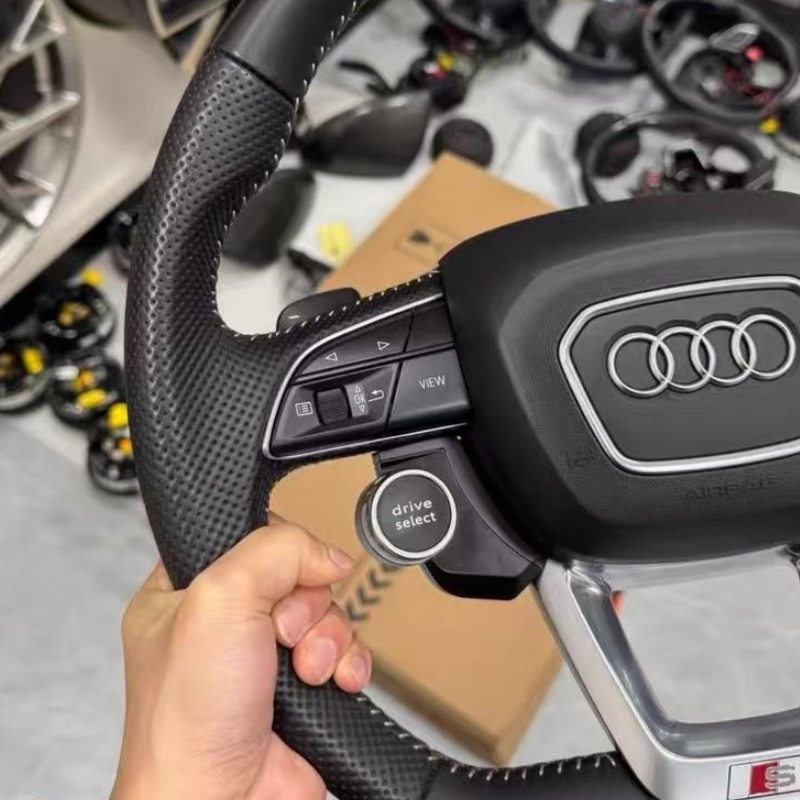 Interior display of installed steering wheel