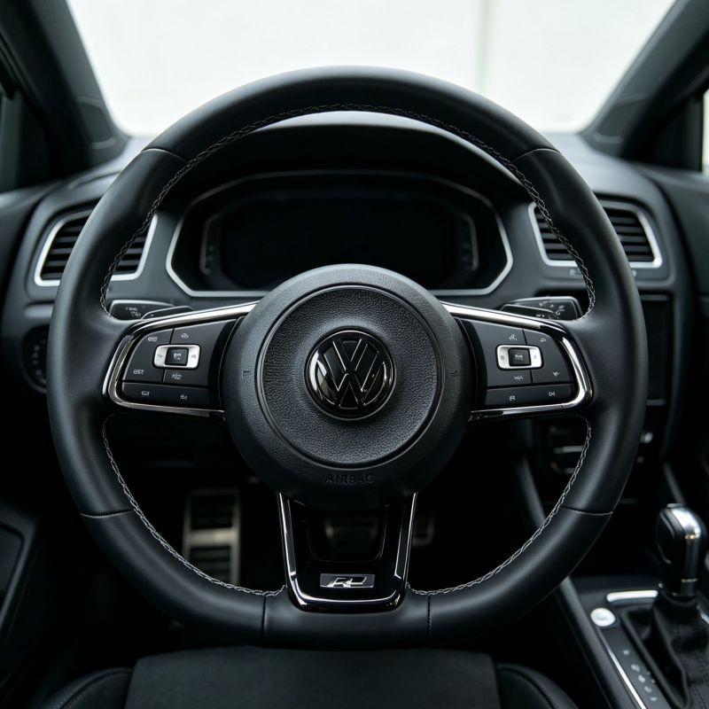 Custom VW steering wheel with control buttons, high durable leather car replacement steering part