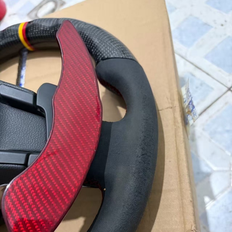 Installed sport steering wheel compatible with VW models, vehicle interior upgrade accessory