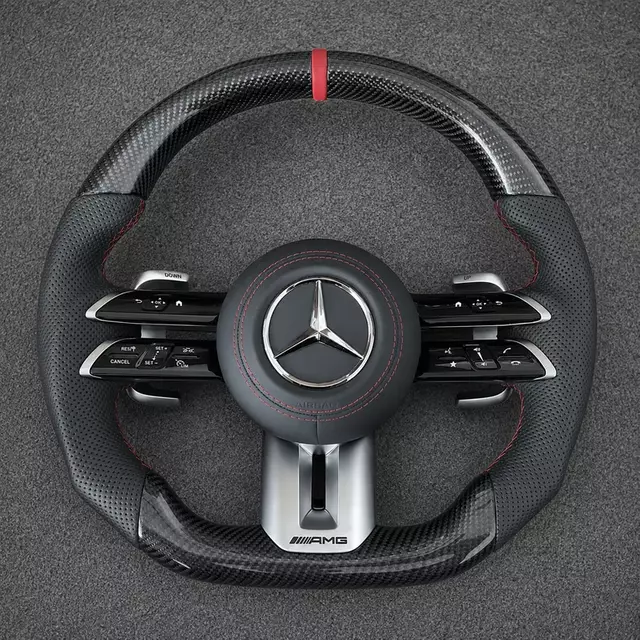 Mercedes A B C E S GLC GLE 2003-2026 W203-W206 W211-W214 Custom Real Carbon Fiber AMG Steering Wheel -YINGGENE