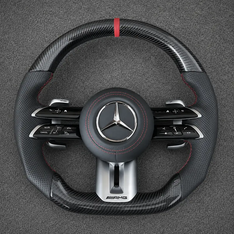 Mercedes A B C E S GLC GLE 2003-2026 W203-W206 W211-W214 Custom Real Carbon Fiber AMG Steering Wheel -YINGGENE