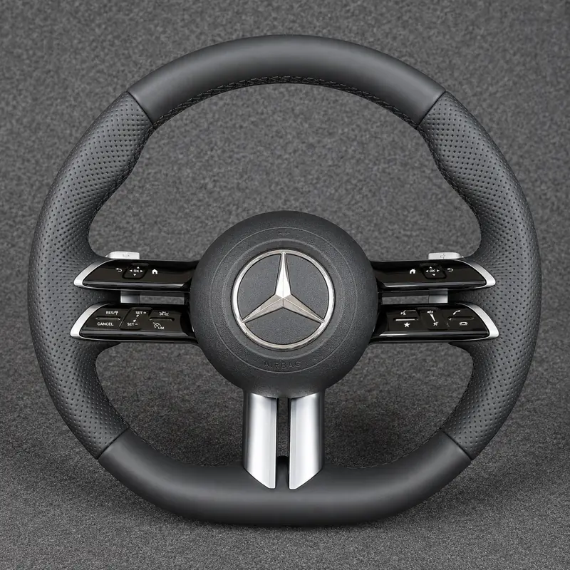 Mercedes A B C E S GLC GLE 2003-2026 W203-W206 W211-W214 Custom Nappa Genuine Leather AMG Steering Wheel -YINGGENE