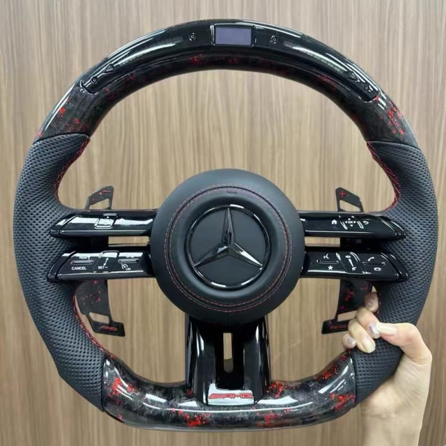 Premium leather replacement steering wheel for Mercedes-Benz, modified auto steering wheel with airbag hub