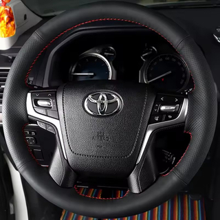 Custom Car Steering Wheel Braid Cover Genuine Leather Fit For Toyota Land Cruiser 2016 2017 2018 2019 Land Cruiser Prado 2018
