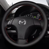 Custom Genuine Leather Car Steering Wheel Braid Cover 100% Fit For Mazda 3 Mazda 5 Mazda 6 2003-2009 Auto Interior Accessories