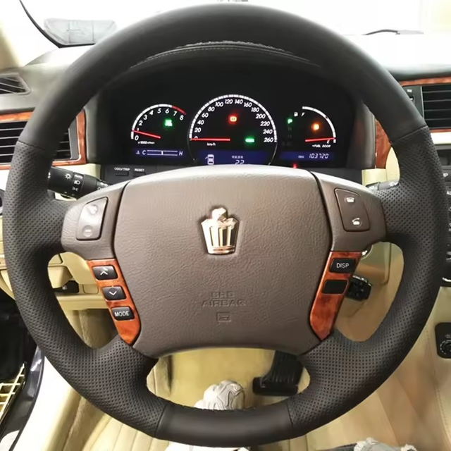 Custom Car Steering Wheel Braid Cover 100% Fit For Toyota Crown 2005 2006 2007 2008 2009 Auto Interior Accessories Steering Wrap