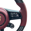 Porsche 911 Cocoa Tayneen Custom Carbon Fiber Steering Wheel with LED Shift Lights and Bordeaux Red Nappa Leather Stitching