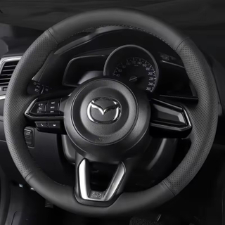 Custom Car Steering Wheel Braid Cover Breathable Genuine Leather 100% Fit For Mazda CX-3 CX3 CX-5 CX5 2017 2018 Car Accessories