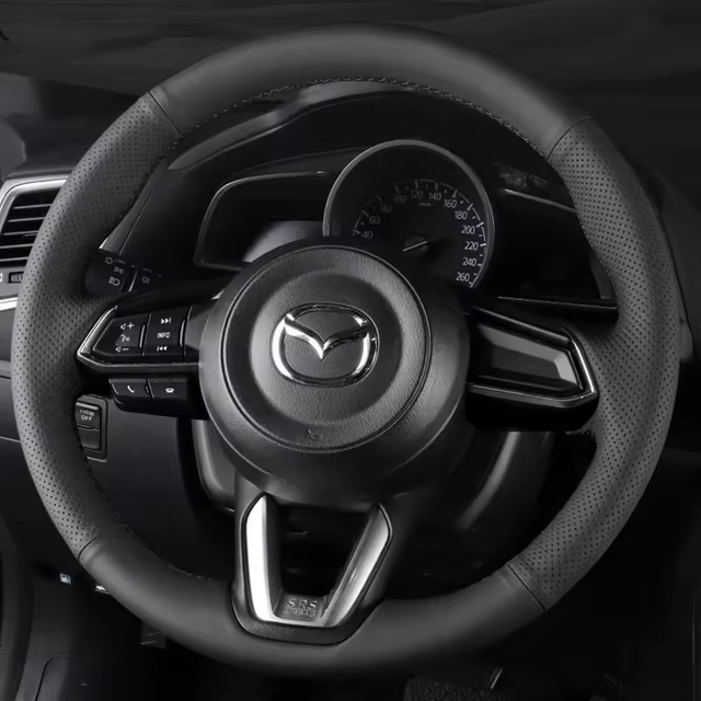 Custom Car Steering Wheel Braid Cover Breathable Genuine Leather 100% Fit For Mazda CX-3 CX3 CX-5 CX5 2017 2018 Car Accessories