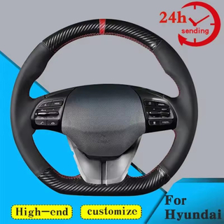 Custom Car Steering Wheel Braid Cover 100% Fit For Hyundai Elantra 4 2019 2018-2016 Ioniq 2017-2019 Auto Interior Accessories