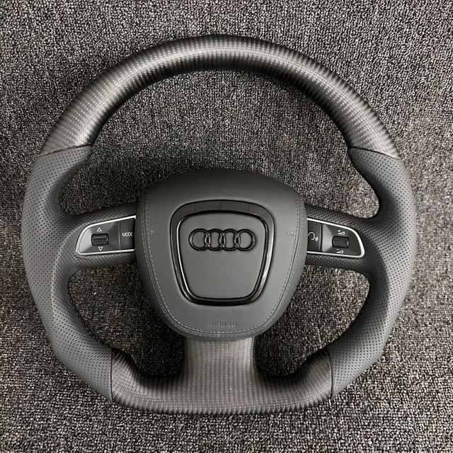  Audi Matte Carbon Fiber Steering Wheel with Nappa Leather for A3/Q3/S3/A4/A4L/A5/QA6/A6L/A7/RS, Dedicated Fit for Audi