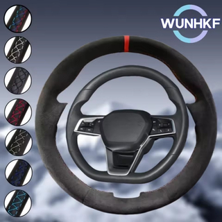 Custom Black Car Steering Wheel Braid Cover For BYD Yuan Pro 21 Model New Energy Suede Leather Steering Wrap Accessories