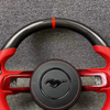 Ford Custom Real Carbon Fiber Mustang Steering Wheel Red Nappa Leather Custom 12 O'clock Ring Ford Steering Wheel