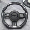 True Carbon Fiber Steering Wheel for Ford Mustang with LED Thumb Carbon Plate