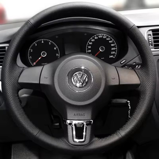 Custom Car Steering Wheel Braid Cover Genuine Leather 100% Fit For Volkswagen Golf 6 Mk6 Polo MK5 2010-2013 Car Accessories