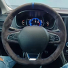 Custom Suede Car Steering Wheel Braid Cover 100% Fit For Renault Kadjar Koleos Scenic Espace Megane Talisman Auto Accessories