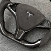 Tesla custom real carbon fiber steering wheel glossy carbon fiber spliced with Alcantara Tesla Model X racing steering wheel
