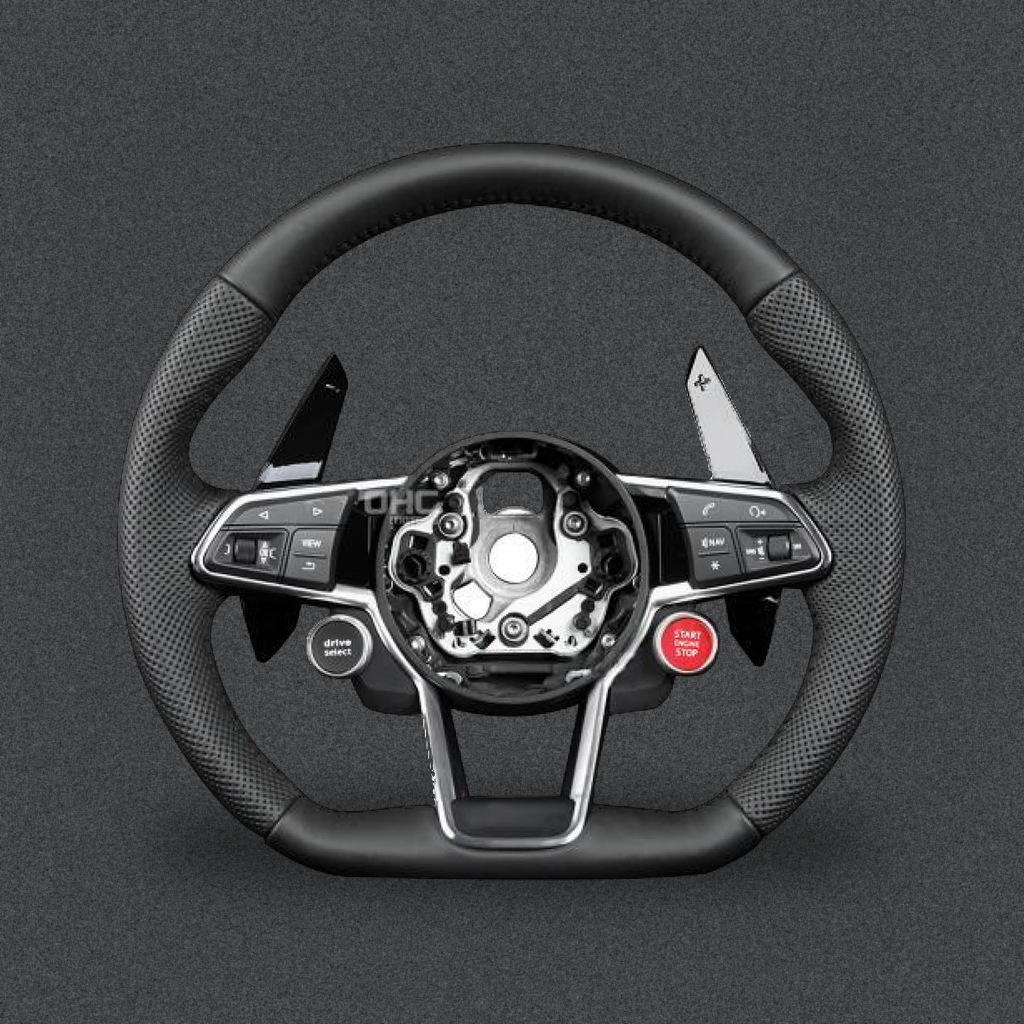 Red Leather Steering Wheel With Shift Paddles,One-touch Start,Suitable For Audi A3/a4/a5/a6/a7/a8/q5/q7 Models