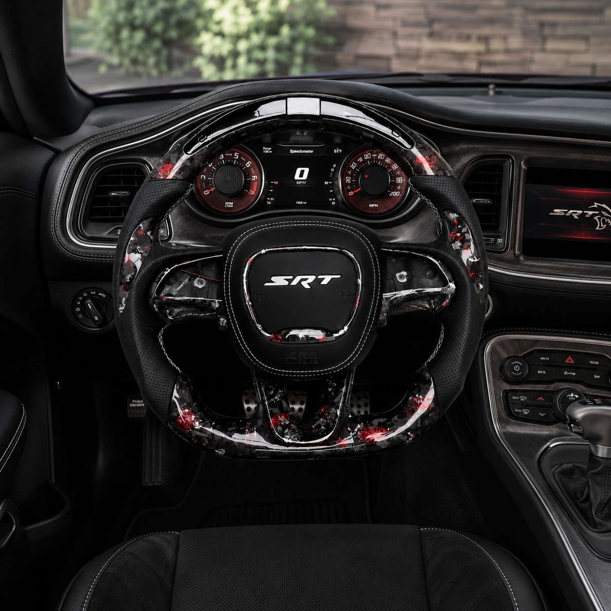 Bright forged carbon fiber steering wheel for Dodge Charger SRT with LED