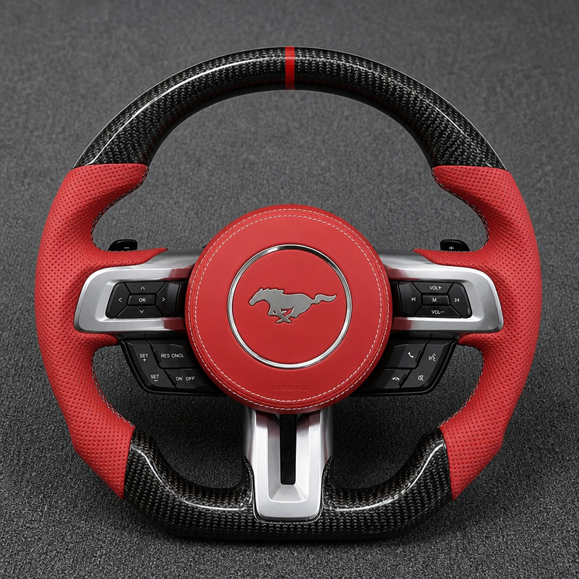 Custom Ford Mustang Series Real Carbon Fiber Steering Wheel 2015-2023 - YINGGEN