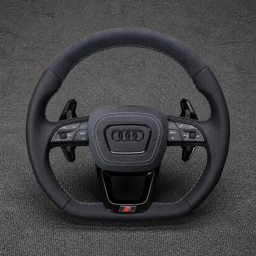 Custom Genuine Carbon Fiber Steering Wheel for Audi R8 Type42 Type4S Q5 2006‑2024 Coupé Spyder - YINGGENE