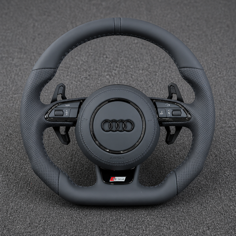 Audi A4 S4 RS4 A5 Coupe Sportback S5 RS5 B5 B6 B7 B8 B9 8T 8F F 196-2026 Custom Nappa Genuine Leather Steering Wheel - YINGGENE