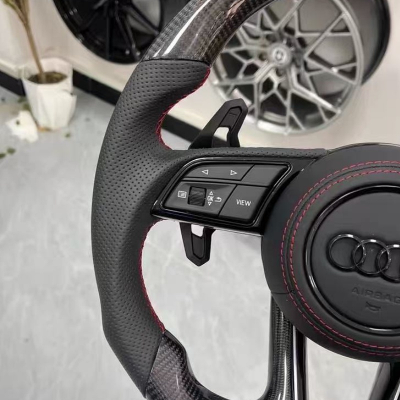 Interior display of installed steering wheel