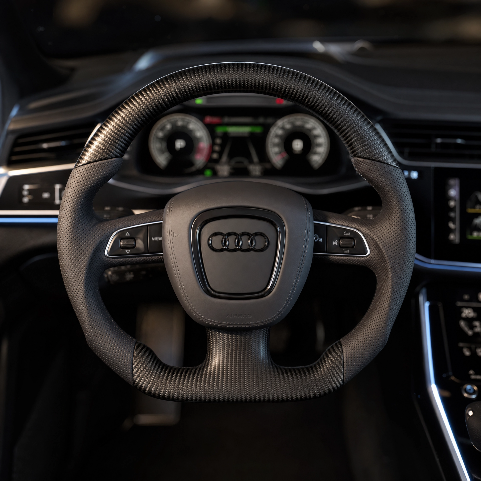  Audi Matte Carbon Fiber Steering Wheel with Nappa Leather for A3/Q3/S3/A4/A4L/A5/QA6/A6L/A7/RS, Dedicated Fit for Audi