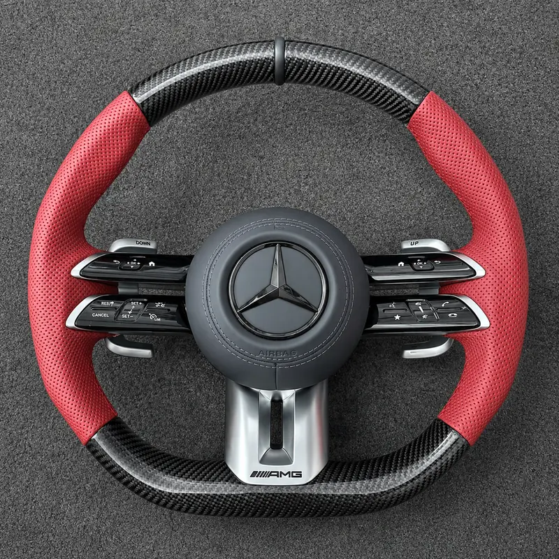 Mercedes A B C E S GLC GLE 2003-2026 W203-W206 W211-W214 Custom Real Carbon Fiber AMG Steering Wheel -YINGGENE