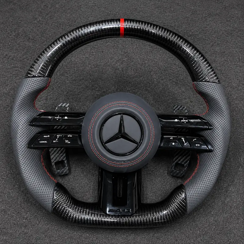 Mercedes A B C E S GLC GLE 2003-2026 W203-W206 W211-W214 Custom Real Carbon Fiber AMG Steering Wheel -YINGGENE