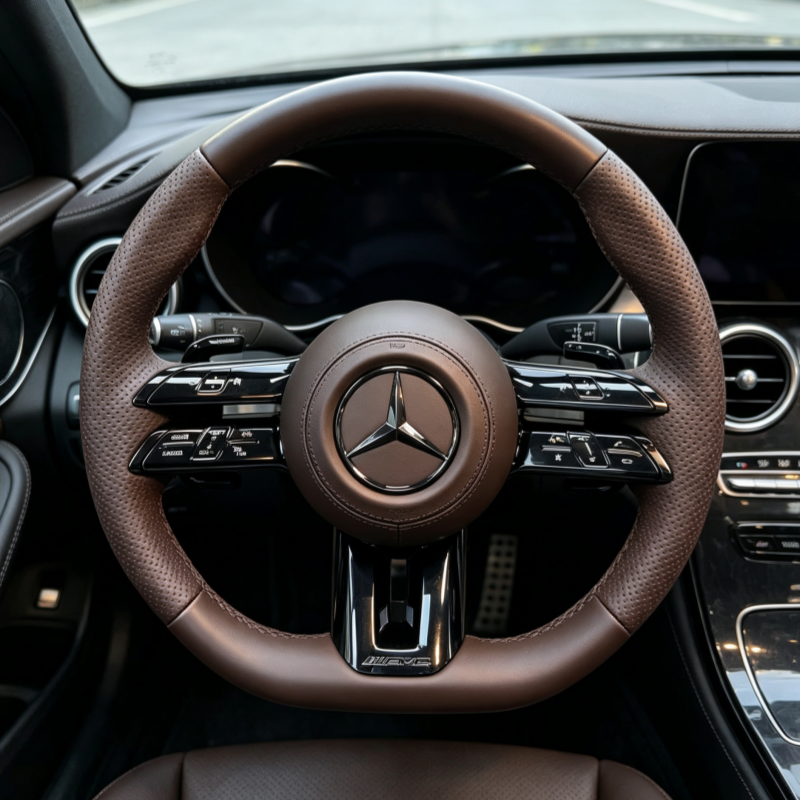 Custom sport steering wheel compatible with Mercedes, durable car steering modification accessory