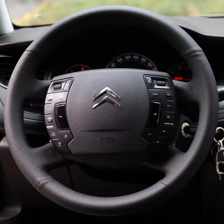 Custom Car Steering Wheel Braid Cover Non-slip Genuine Leather 100% Fit For Citroen C5 Auto Interior Accessories Steering Wrap