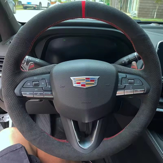 Custom Car Steering Wheel Braid Cover Soft Suede 100% Fit For Cadillac CT5 XT5 XT4 ATSL CT6 XT6 CT4 Auto Interior Accessories