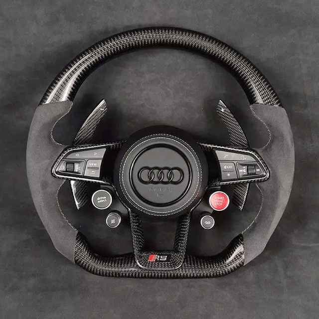 亮碳纤维拼接Alcantara方向盘适用于奥迪车型方向盘A5 A6L A7 TT Q5 S4 S5 RS5 RS6 RS7