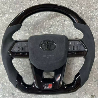 Alcantara Steering Wheel for Toyota Crown Prado Yaris Featuring Real Carbon Fiber