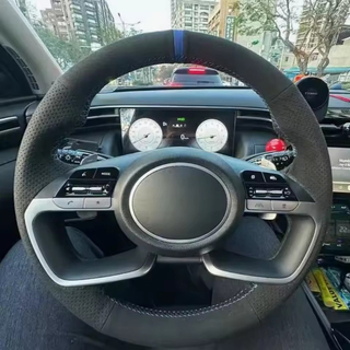 Custom Car Steering Wheel Braid Cover Soft 100% Fit For Hyundai AVANTE Santa Cruz Tucson Plug I20 Car Products Steering Wrap
