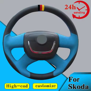  Custom Car Steering Wheel Braid Cover Non-slip 100% Fit For Skoda Octavia Superb 2012 Fabia Skoda Octavia a5 2012 Car Products