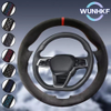 Custom Black Car Steering Wheel Braid Cover For BYD Yuan Pro 21 Model New Energy Suede Leather Steering Wrap Accessories