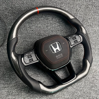 Gloss Carbon Honda Odyssey Racing Steering Wheel Perforated Nappa Leather Honda Civic Si EX LX Model Steering Wheel
