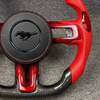Ford Custom Real Carbon Fiber Mustang Steering Wheel Red Nappa Leather Custom 12 O'clock Ring Ford Steering Wheel