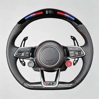 Audi Q3 Q5 Q7 Custom Carbon Fiber Steering Wheel with LED Shift Lights Audi Custom Real Carbon Fiber A4 B9 Steering Wheel