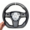 Tesla custom matte carbon fiber spliced Nappa genuine leather for Model 3 Y steering wheel ergonomic custom