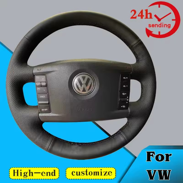 Custom DIY Car Steering Wheel Braid Cover 100% Fit For Volkswagen VW Touareg Phaeton 2002-2010 Auto Interior Accessories
