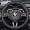 Car Steering Wheel Cover Genuine Leather 100% Fit For Skoda Octavia 2017 Fabia 2016 2017 Rapid Spaceback 2016 Superb (3-Spoke)