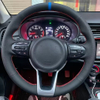 Custom Car Steering Wheel Braid Cover 100% Fit Rio5 K2 Picanto Morning 2017-2019 Microfiber Leather Steering Wrap For Kia Rio
