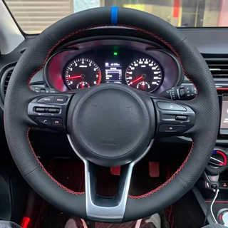 Custom Car Steering Wheel Braid Cover 100% Fit Rio5 K2 Picanto Morning 2017-2019 Microfiber Leather Steering Wrap For Kia Rio