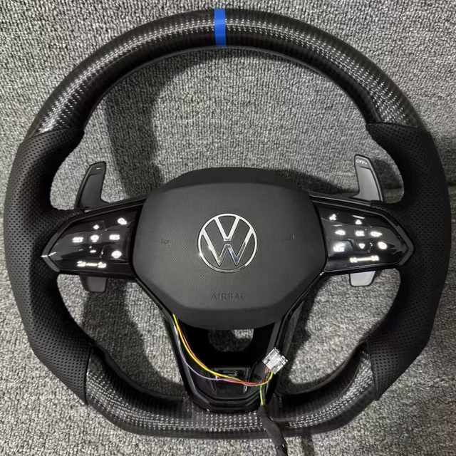 Gloss Carbon Volkswagen VW Jetta Racing Steering Wheel Perforated Nappa Leather Polo Model Steering Wheel